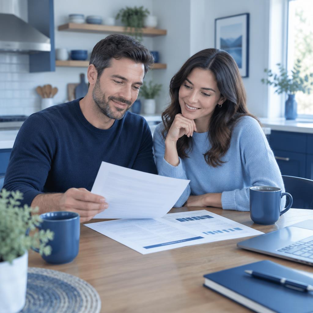 Couple reviewing their coverage options at home